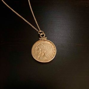 SOLD-Gold Indian Head Quarter-Eagle Coin Necklace